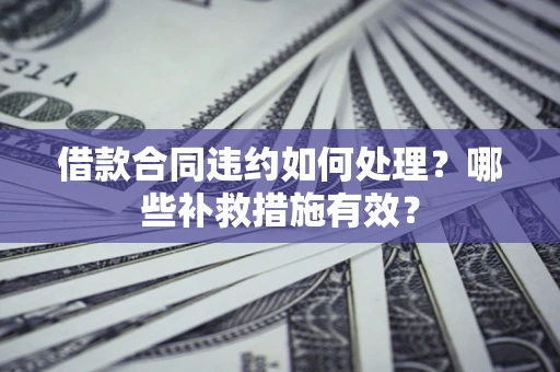 武汉借款合同违约如何处理？哪些补救措施有效？