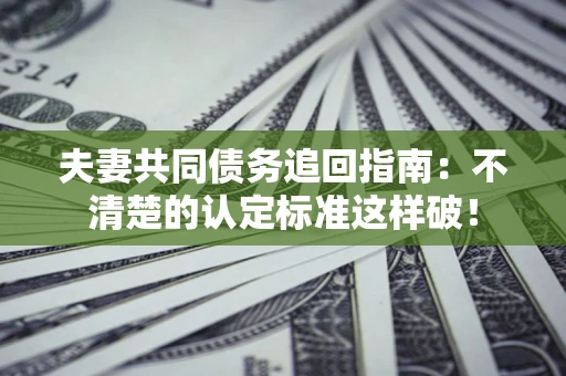武汉夫妻共同债务追回指南：不清楚的认定标准这样破！